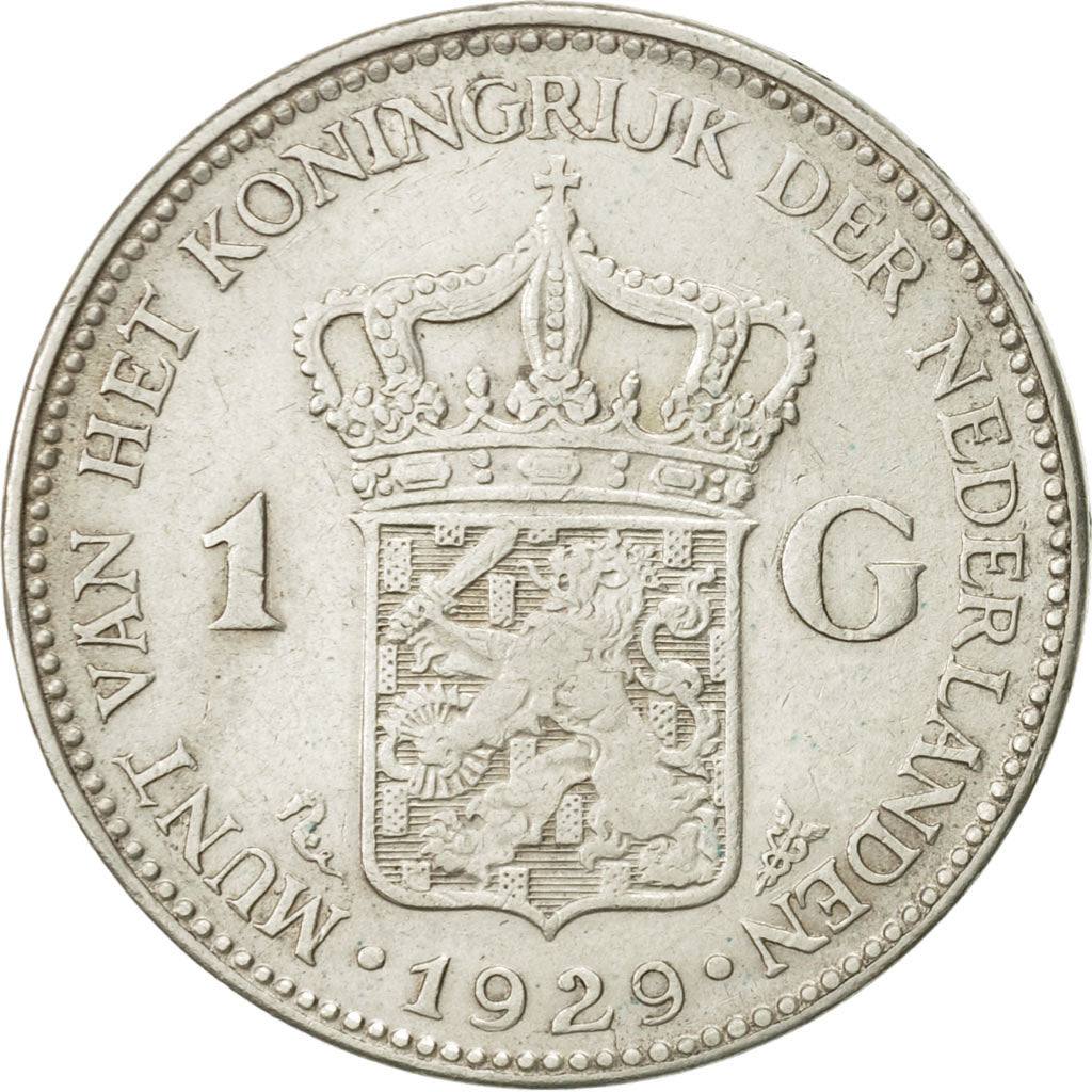 Coin, Netherlands, Wilhelmina I, Gulden, 1929, EF(40-45), Silver, KM:161.1