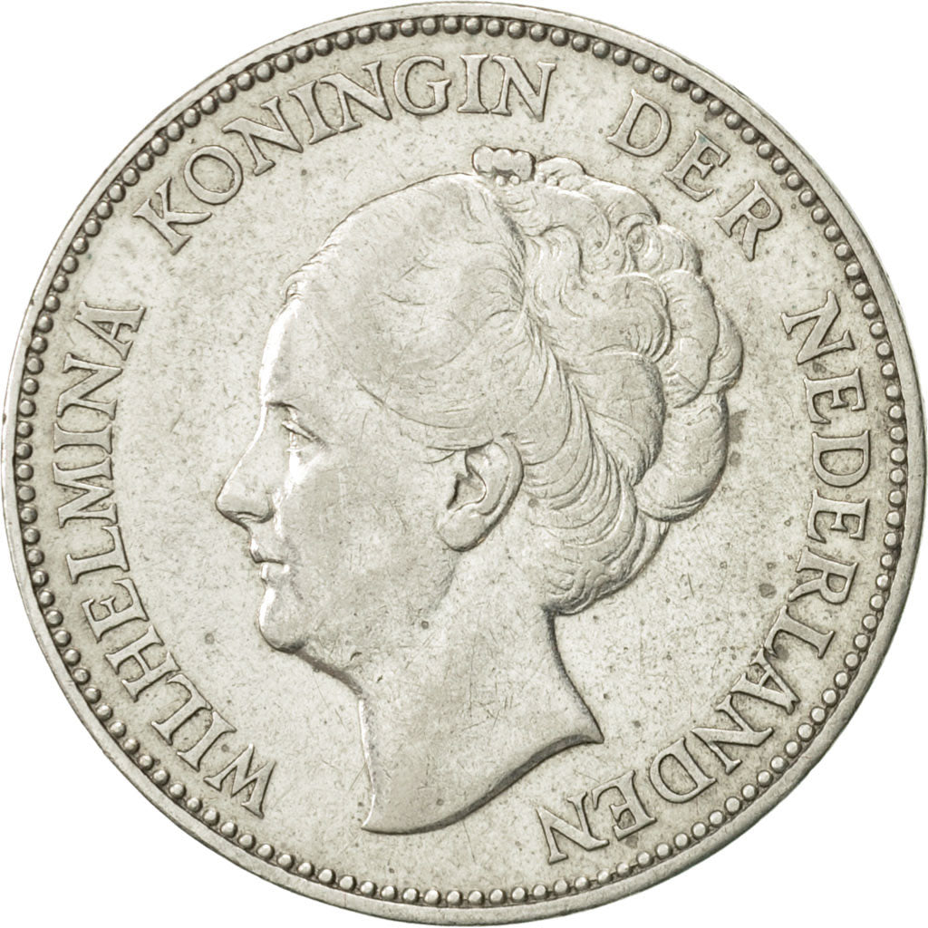Netherlands, Wilhelmina I, Gulden, 1928, AU(50-53), Silver, KM:161.1