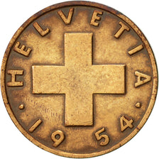 Moneta, Szwajcaria, 2 Rappen, 1954, Bern, AU(50-53), Bronze, KM:47