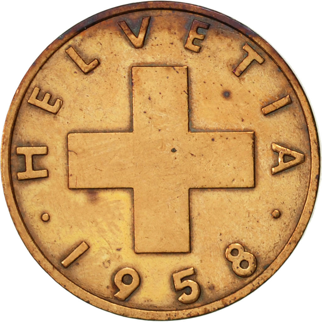 Moneta, Svizzera, 2 Rappen, 1958, Bern, BB+, Bronzo, KM:47