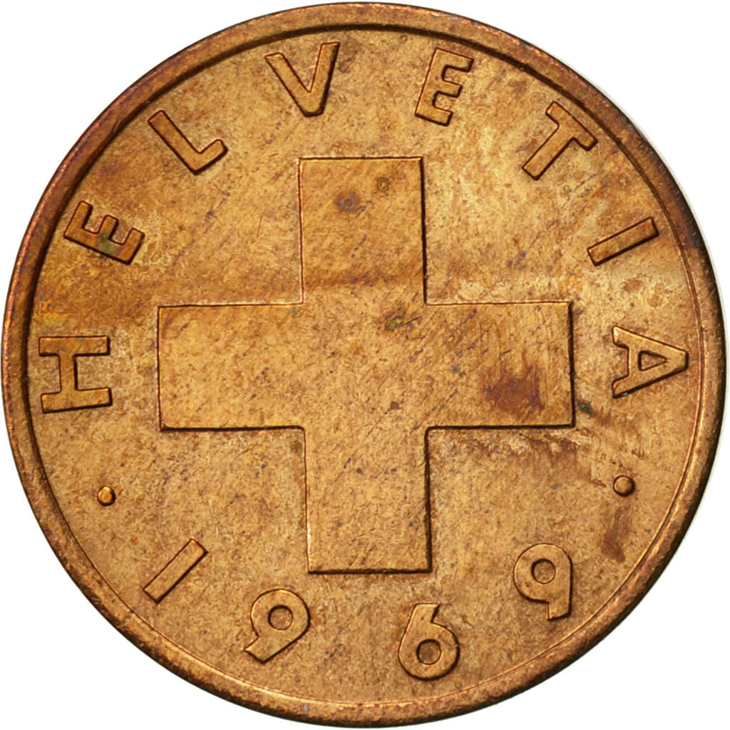 Coin, Switzerland, 2 Rappen, 1969, Bern, AU(50-53), Bronze, KM:47