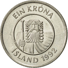 Monnaie, Iceland, Krona, 1992, SUP, Nickel plated steel, KM:27A