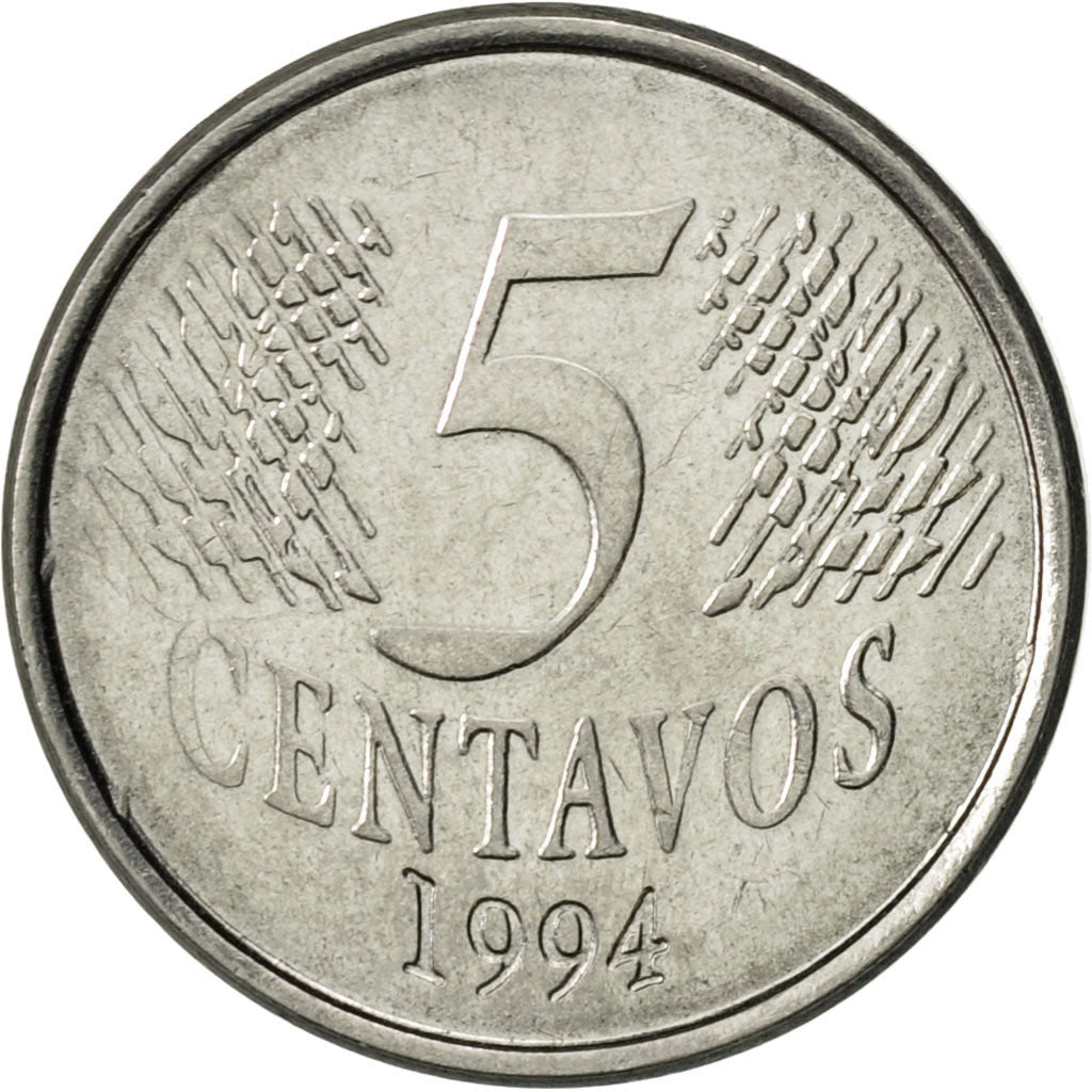 Coin, Brazil, 5 Centavos, 1994, AU(55-58), Stainless Steel, KM:632