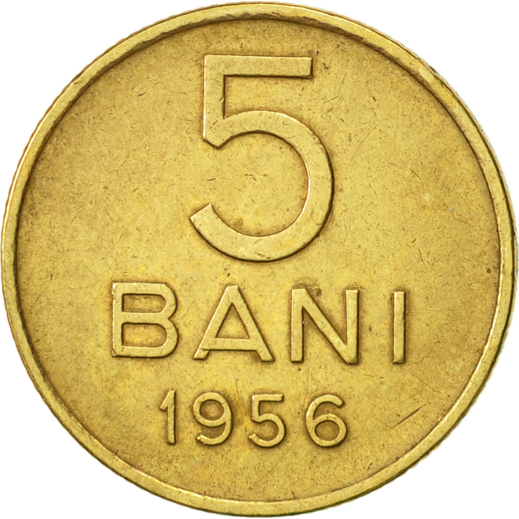 Romania, 5 Bani, 1956, AU(50-53), Copper-Nickel-Zinc, KM:83.2
