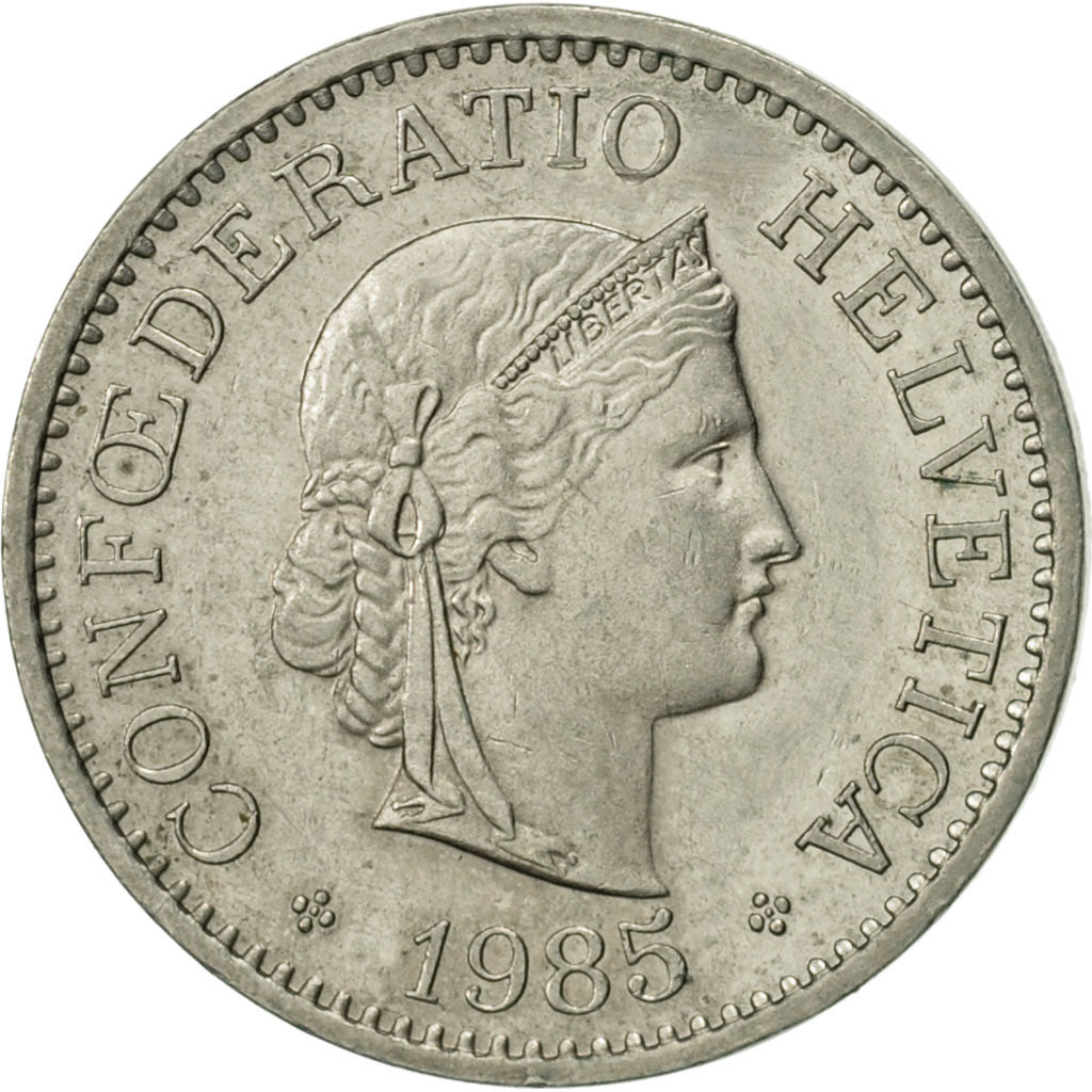 Switzerland, 10 Rappen, 1985, Bern, AU(55-58), Copper-nickel, KM:27