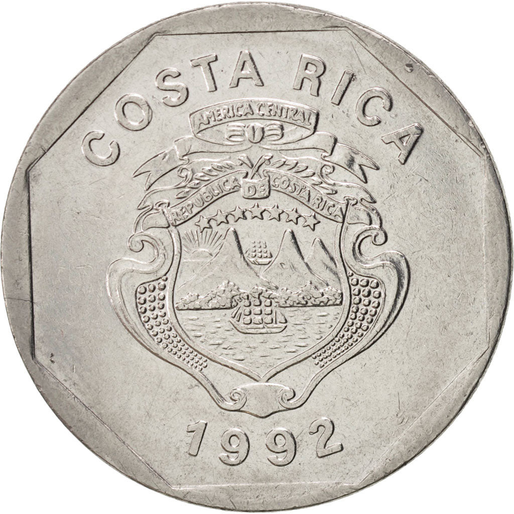 Moneda, Costa Rica, 10 Colones, 1992, MBC+, Acero inoxidable, KM:215.1
