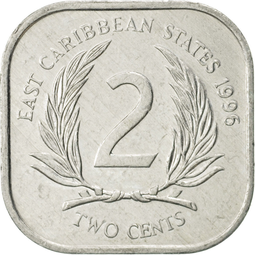 East Caribbean States, Elizabeth II, 2 Cents, 1996, AU(50-53), Aluminum, KM:11