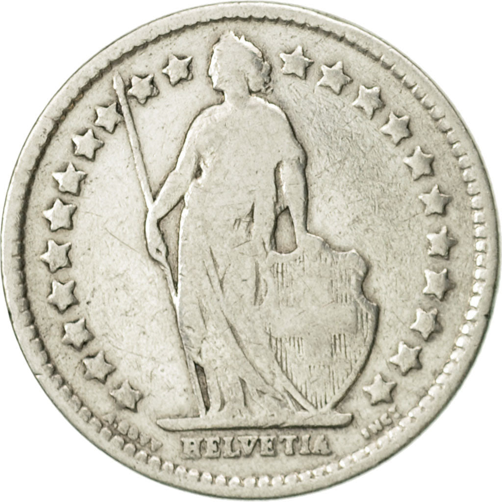 Switzerland, 1/2 Franc, 1913, Bern, VF(20-25), Silver, KM:23