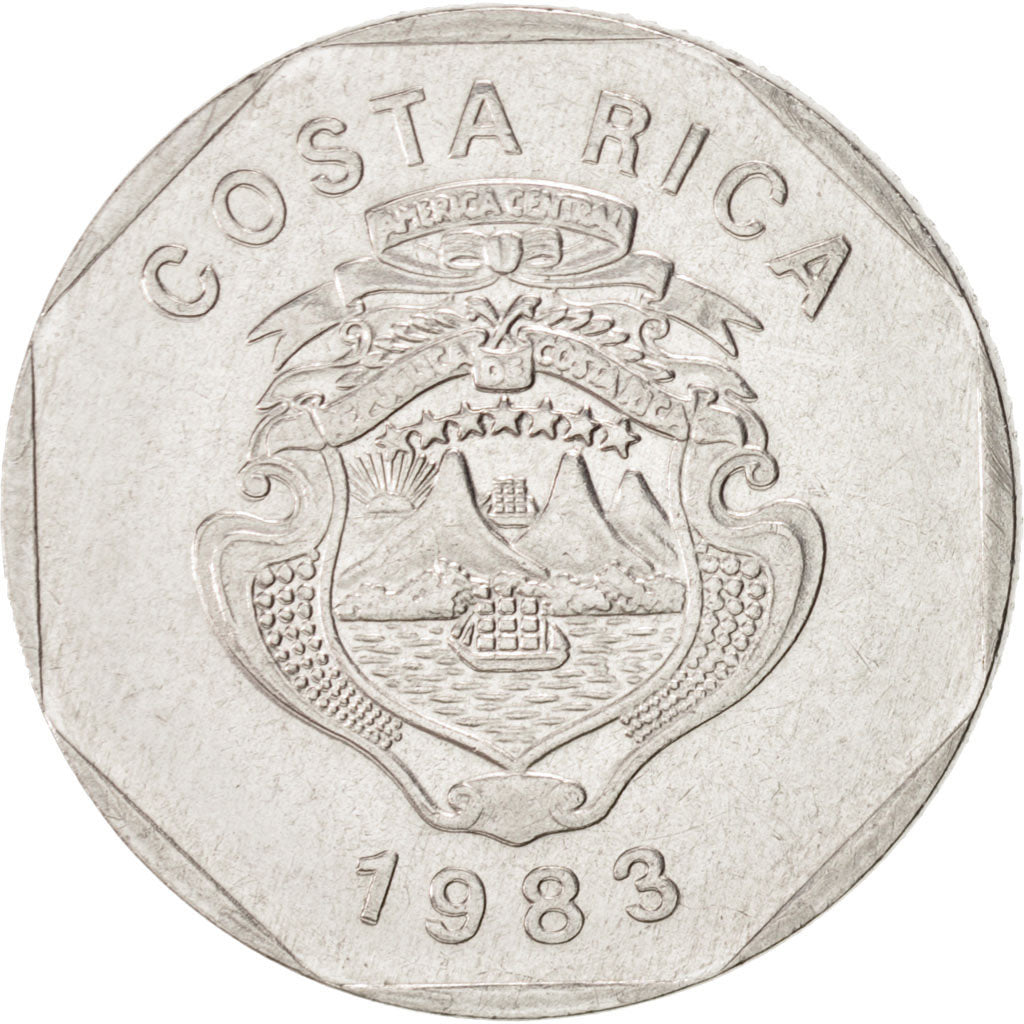 Moneda, Costa Rica, 10 Colones, 1983, MBC+, Acero inoxidable, KM:215.1