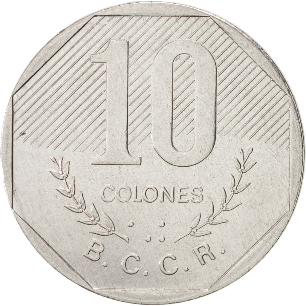 Moneda, Costa Rica, 10 Colones, 1983, MBC+, Acero inoxidable, KM:215.1