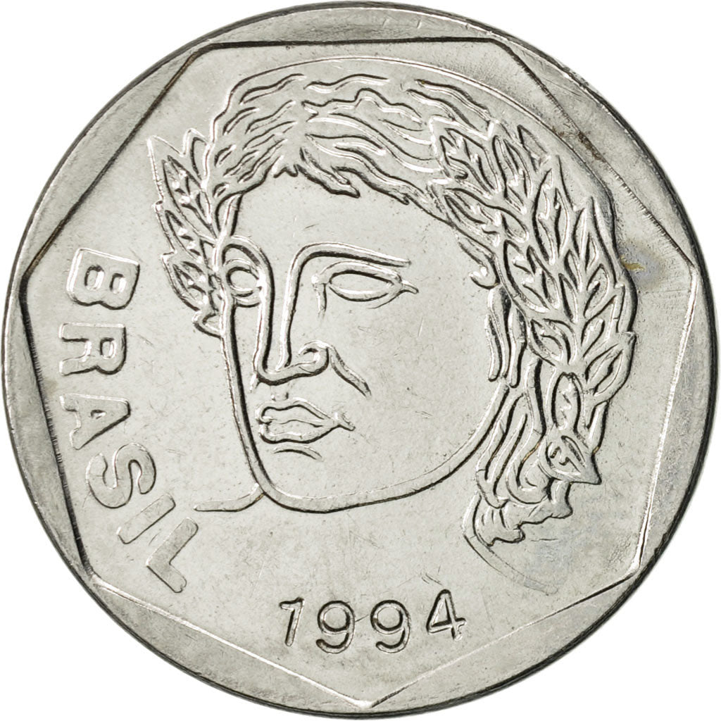 Coin, Brazil, 25 Centavos, 1994, MS(60-62), Stainless Steel, KM:634