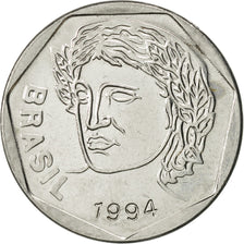 Coin, Brazil, 25 Centavos, 1994, MS(60-62), Stainless Steel, KM:634