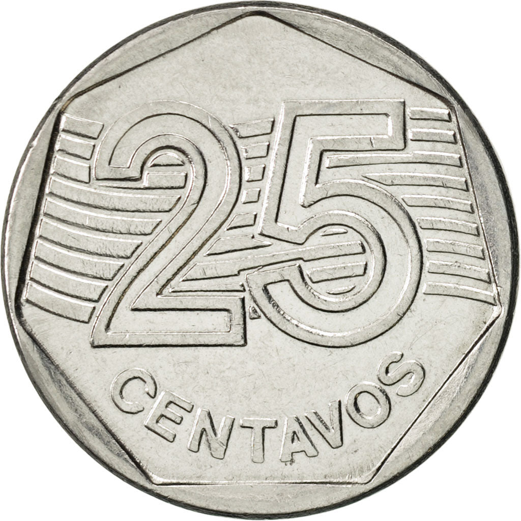 Coin, Brazil, 25 Centavos, 1994, MS(60-62), Stainless Steel, KM:634