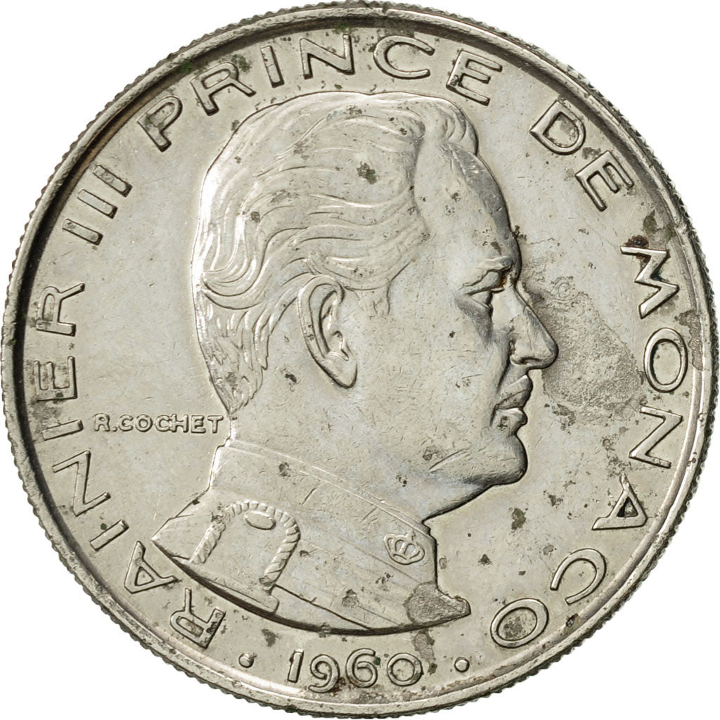 Coin, Monaco, Rainier III, Franc, 1960, AU(55-58), Nickel, KM:140