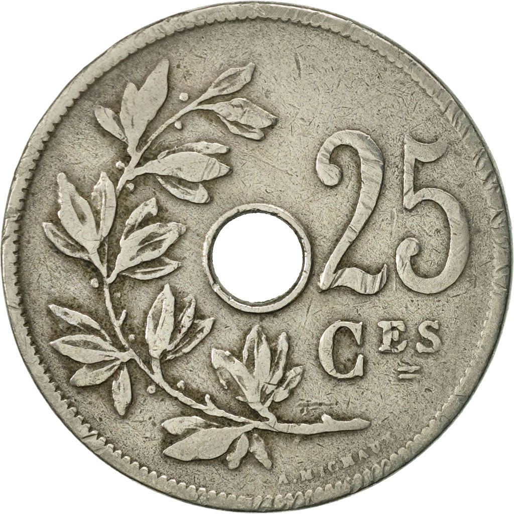 Coin, Belgium, 25 Centimes, 1908, VF(20-25), Copper-nickel, KM:62