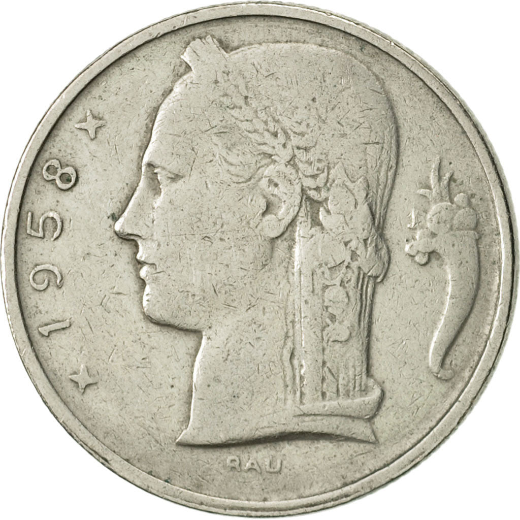 Moneta, Belgio, 5 Francs, 5 Frank, 1958, MB+, Rame-nichel, KM:134.1