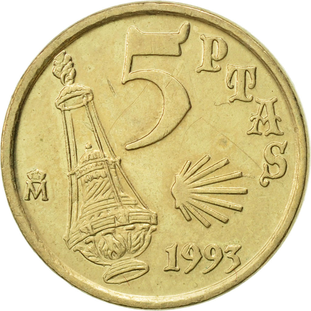 Monnaie, Espagne, Juan Carlos I, 5 Pesetas, 1993, Madrid, SUP, Aluminum-Bronze