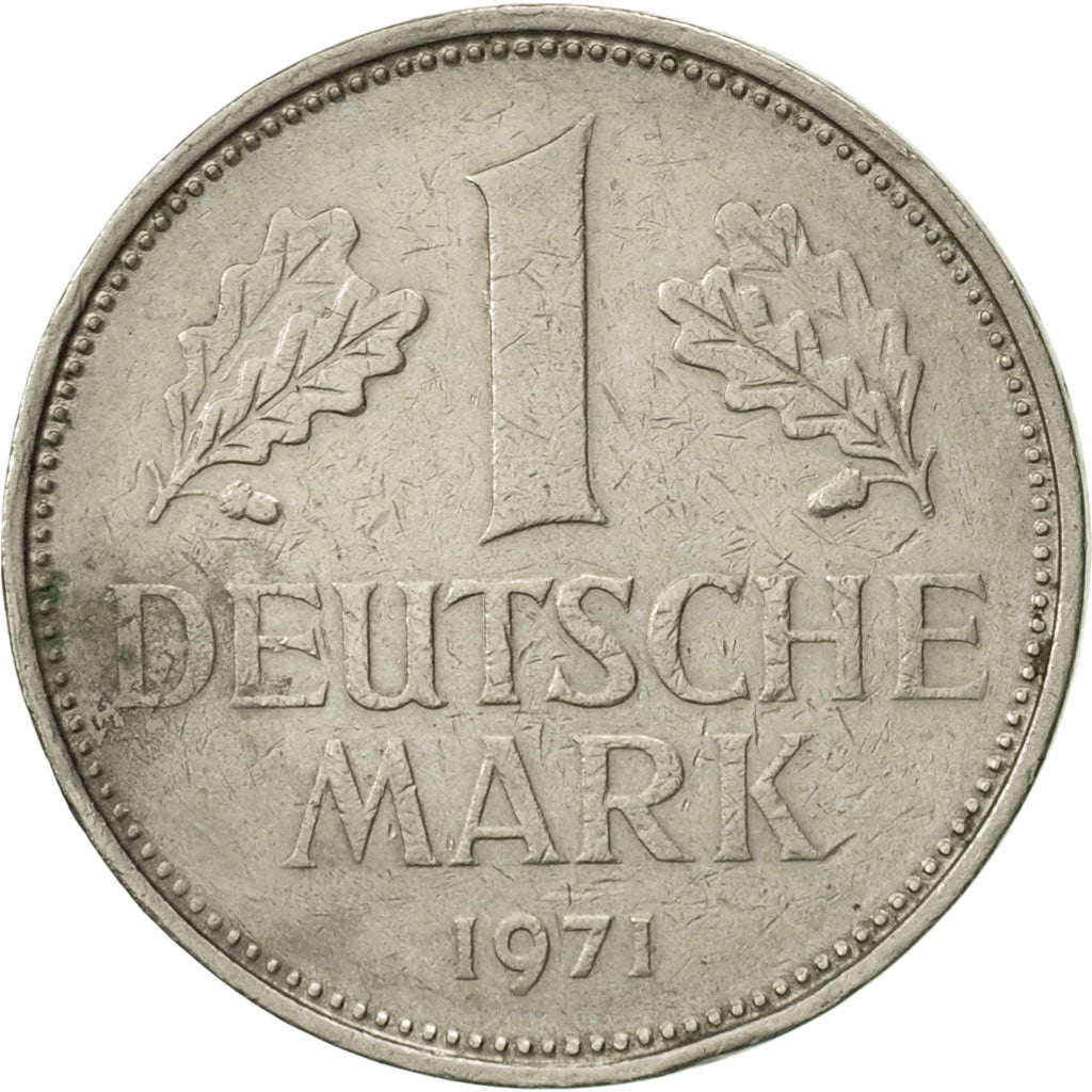 GERMANY - FEDERAL REPUBLIC, Mark, 1971, Karlsruhe, AU(50-53), Copper-nickel