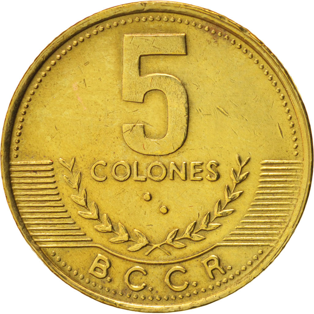 Costa Rica, 5 Colones, 2001, KM:227a.2