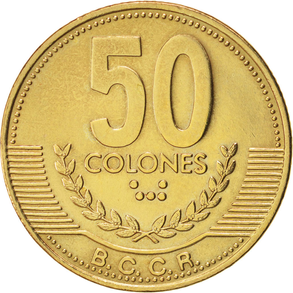 Moneta, Costa Rica, 50 Colones, 1999, SPL, Ottone, KM:231.1