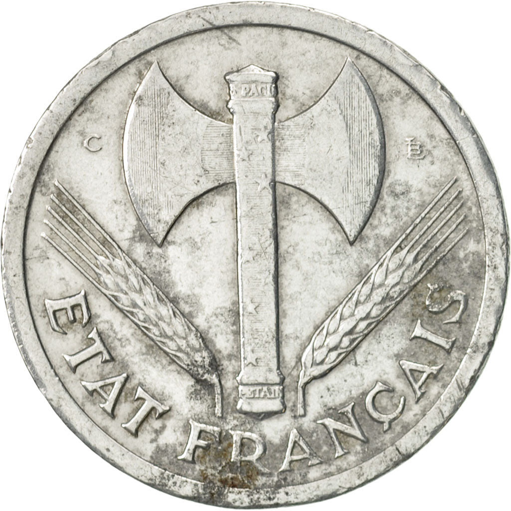 Moneta, Francia, Bazor, 2 Francs, 1944, Castelsarrasin, BB+, Alluminio