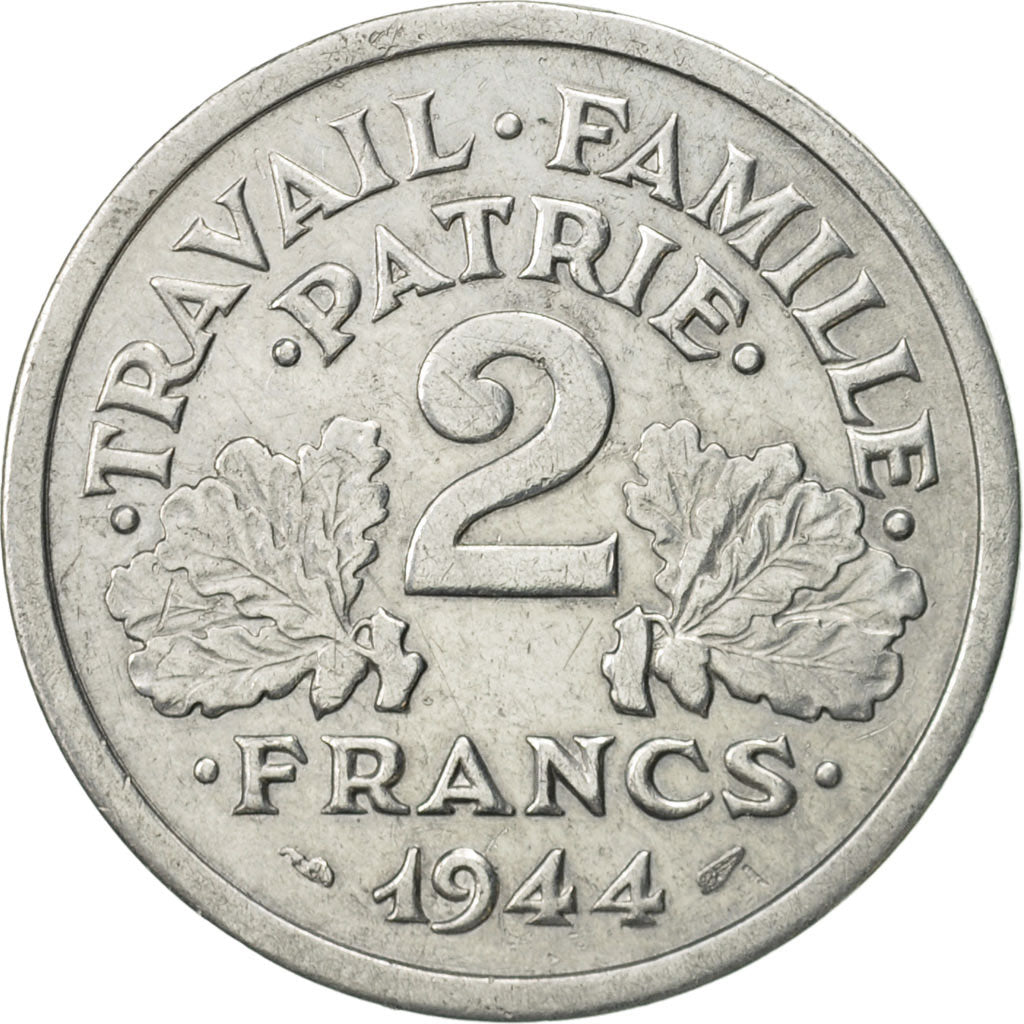 Coin, France, Bazor, 2 Francs, 1944, Beaumont - Le Roger, AU(55-58), Aluminum