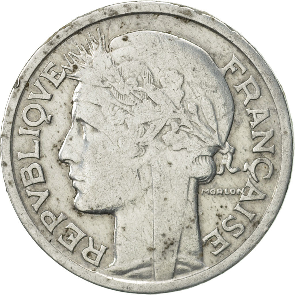 Munten, Frankrijk, Morlon, 2 Francs, 1944, Paris, ZF, Aluminium, KM:886a.1