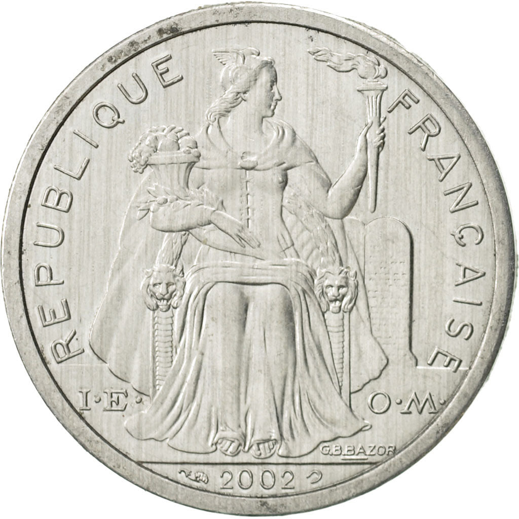 Coin, New Caledonia, 2 Francs, 2002, Paris, MS(63), Aluminum, KM:14