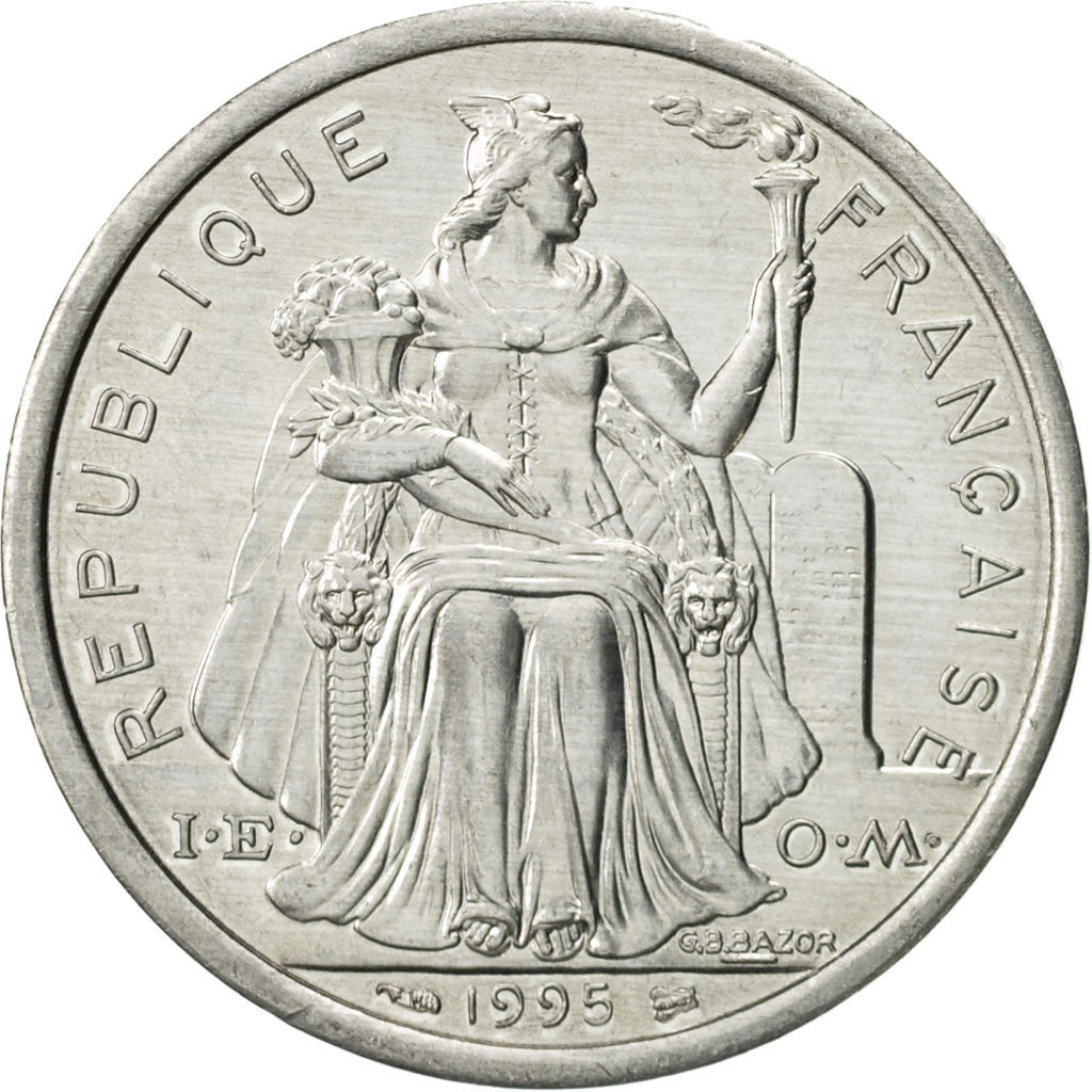 Coin, New Caledonia, 2 Francs, 1995, Paris, MS(63), Aluminum, KM:14