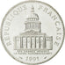 Moneta, Francja, Panthéon, 100 Francs, 1991, Paris, MS(63), Srebro, KM:951.1