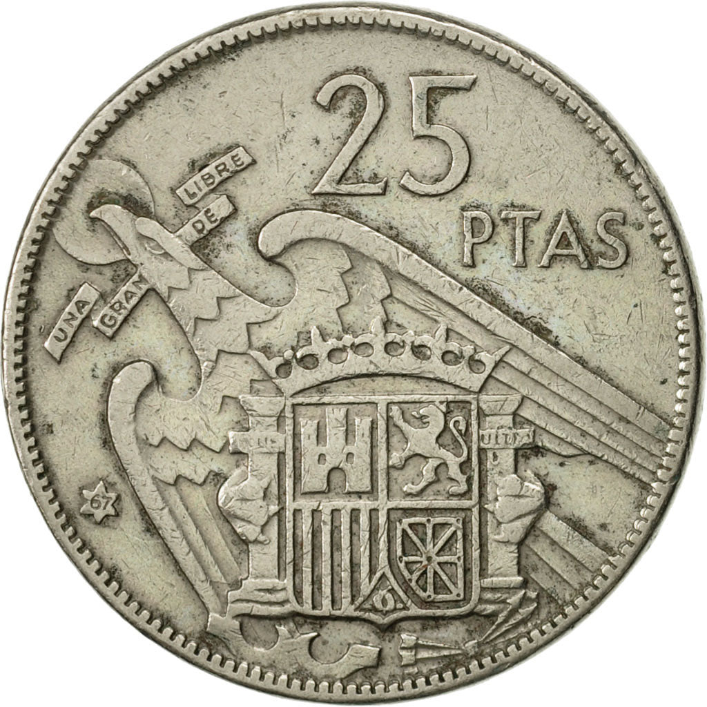 Münze, Spanien, Caudillo and regent, 25 Pesetas, 1967, SS+, Copper-nickel
