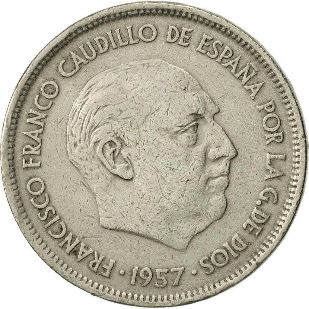 Coin, Spain, Caudillo and regent, 25 Pesetas, 1968, AU(50-53), Copper-nickel