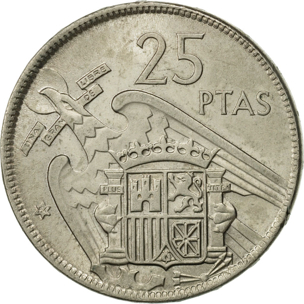 Coin, Spain, Caudillo and regent, 25 Pesetas, 1964, AU(50-53), Copper-nickel