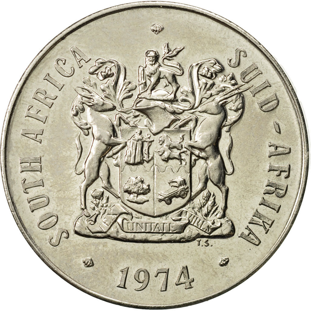 Coin, South Africa, 50 Cents, 1974, AU(55-58), Nickel, KM:87