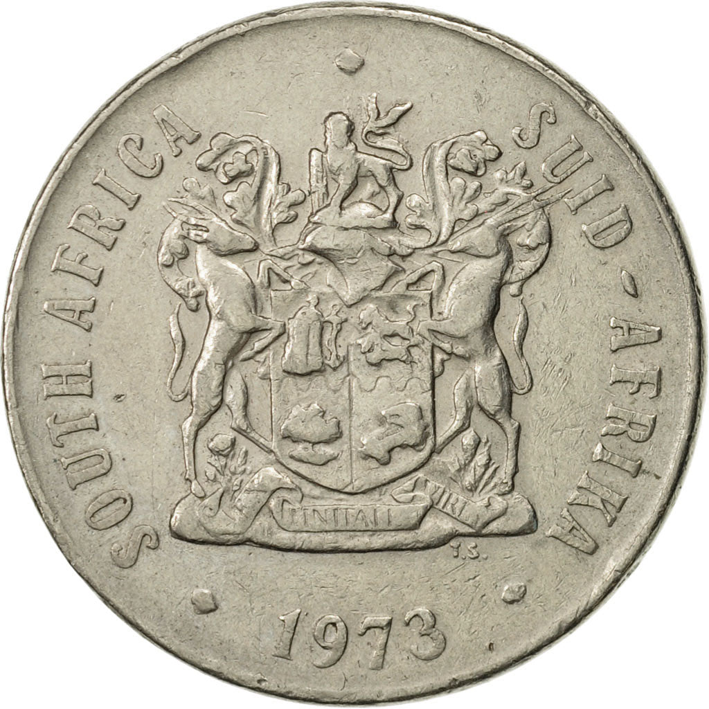 Coin, South Africa, 50 Cents, 1973, EF(40-45), Nickel, KM:87
