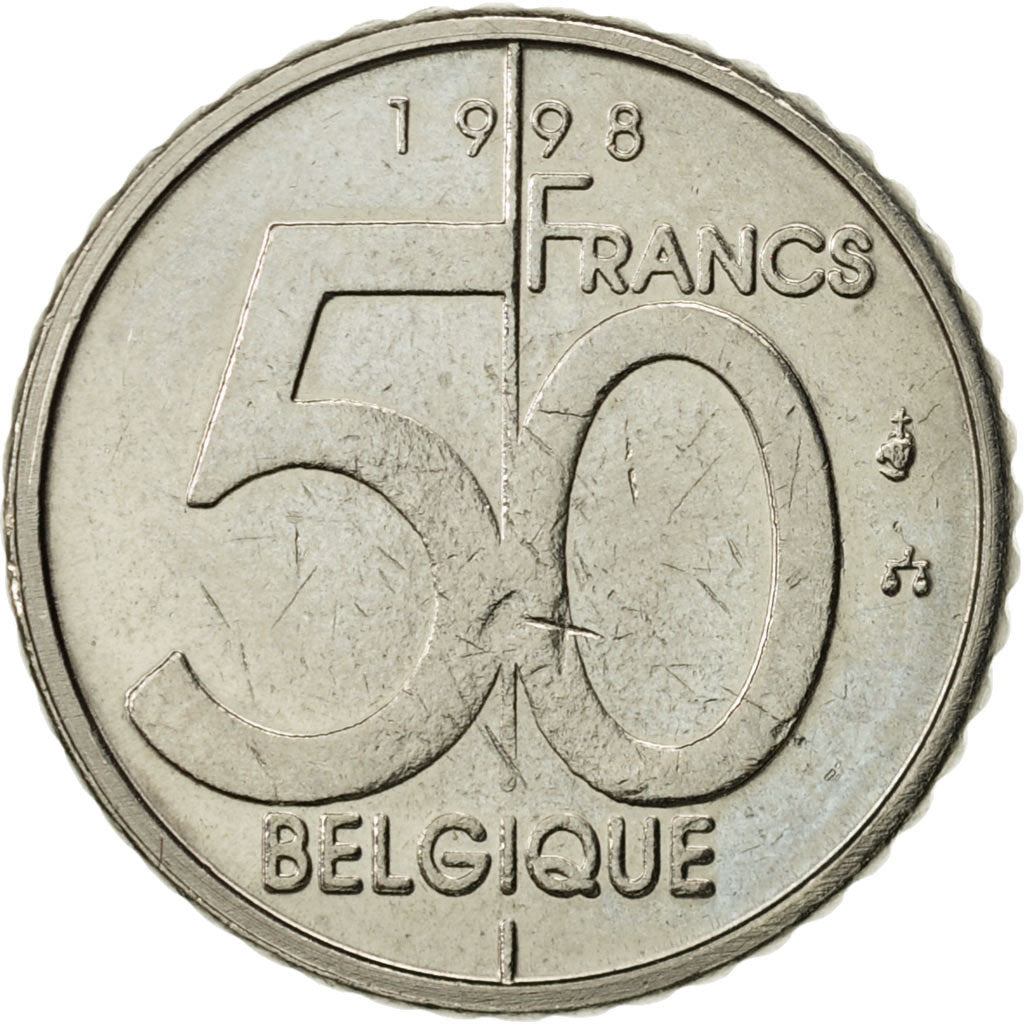 Belgium, Albert II, 50 Francs, 50 Frank, 1998, Brussels, AU(55-58), Nickel