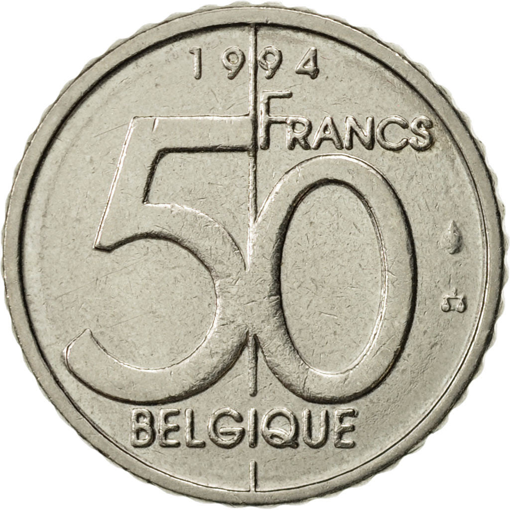 Belgium, Albert II, 50 Francs, 50 Frank, 1994, Brussels, AU(55-58), Nickel