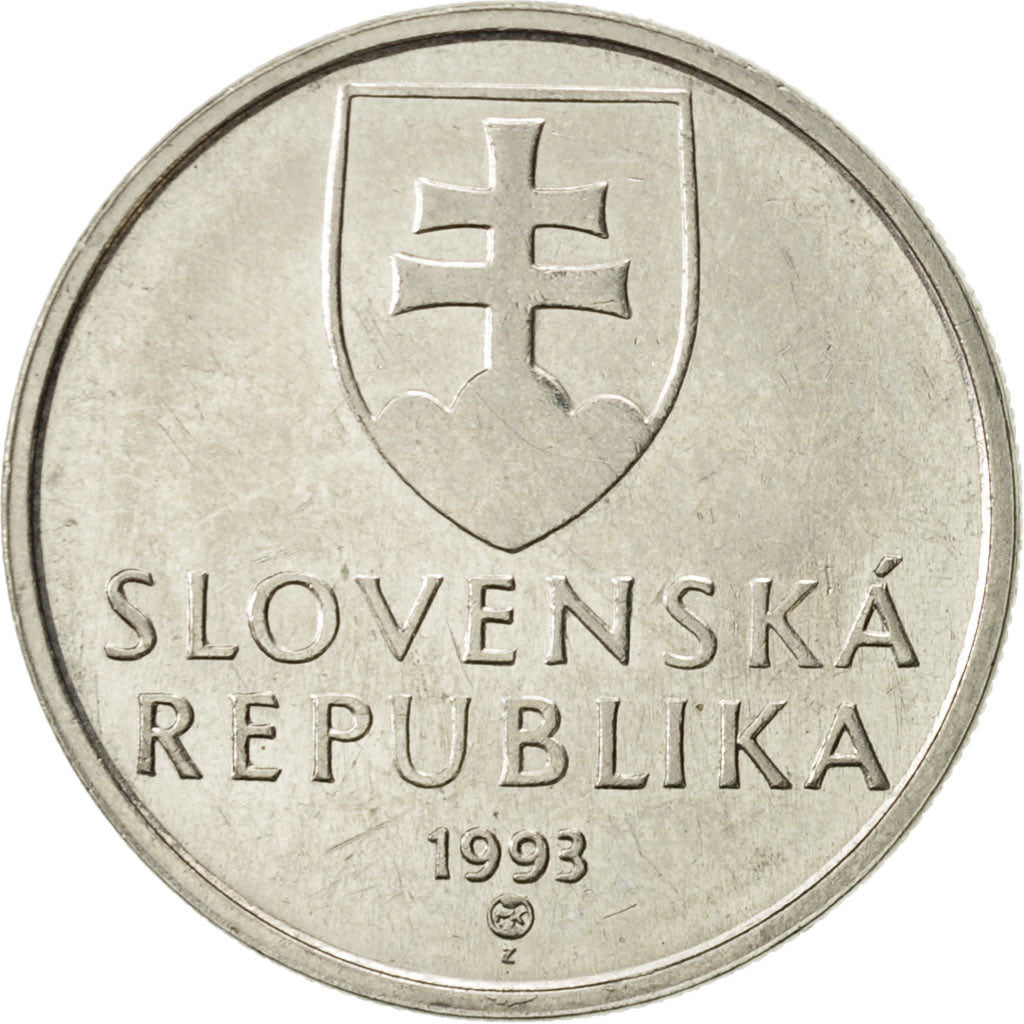 Slovakia, 5 Koruna, 1993, AU(50-53), Nickel plated steel, KM:14