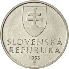 Slovacchia, 5 Koruna, 1993, BB+, Acciaio placcato nichel, KM:14