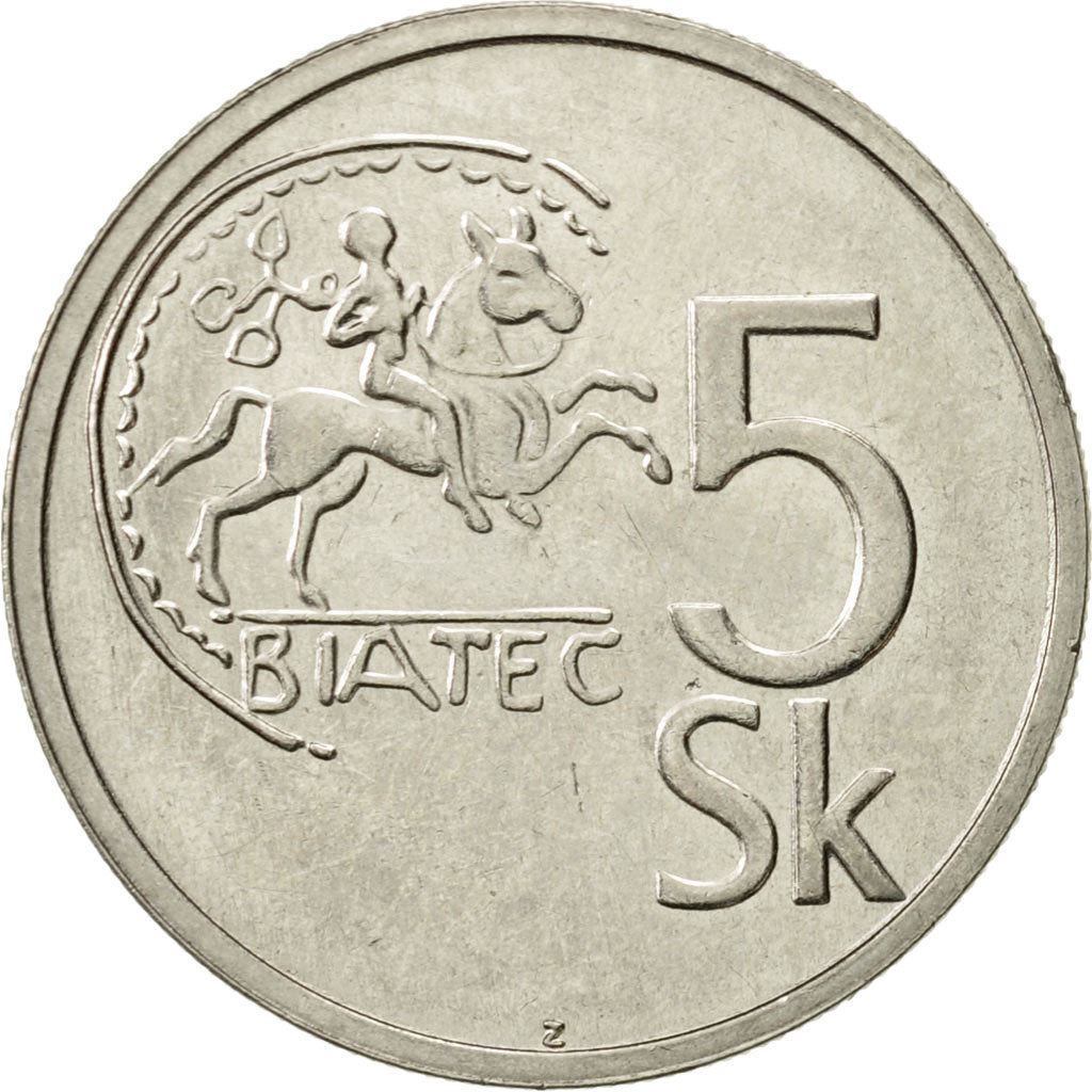 Münze, Slowakei, 5 Koruna, 1994, SS+, Nickel plated steel, KM:14