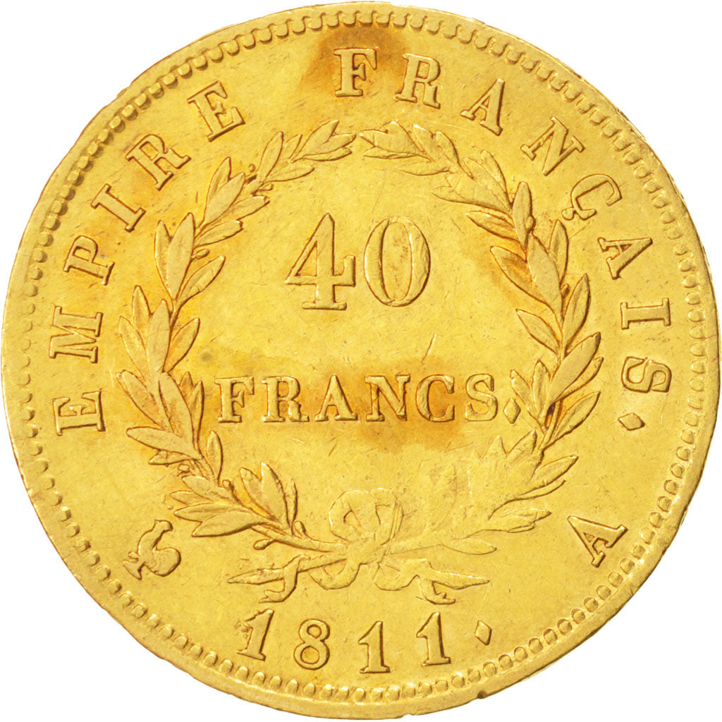 Francia, Napoléon I, 40 Francs, 1811, Paris, BB+, Oro, KM:696.1, Gadoury:1084