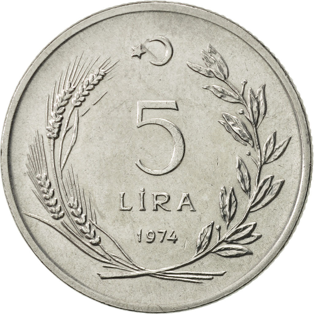 Turquie, 5 Lira, 1974, SUP, Stainless Steel, KM:905
