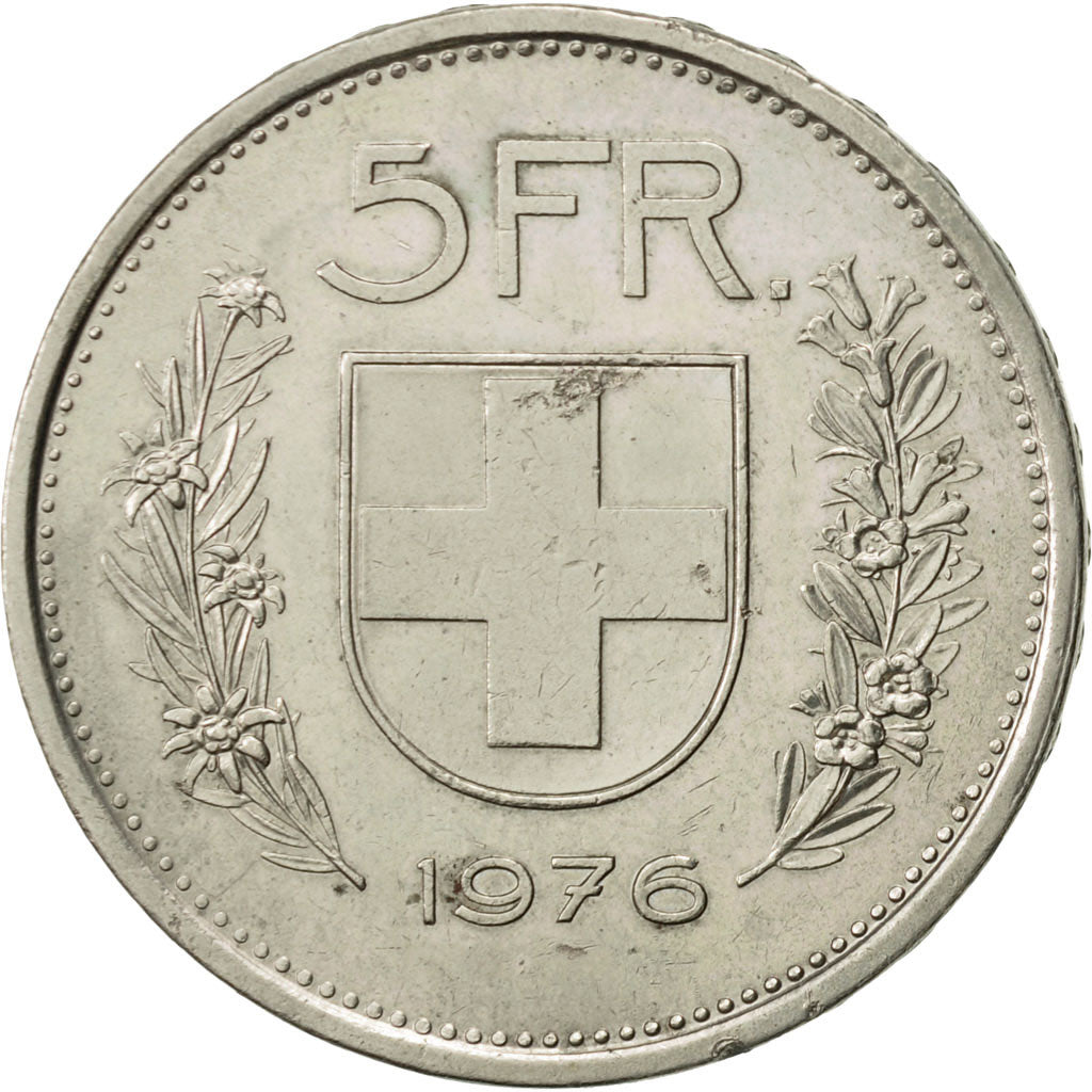 Switzerland, 5 Francs, 1976, Bern, AU(50-53), Copper-nickel, KM:40a.1