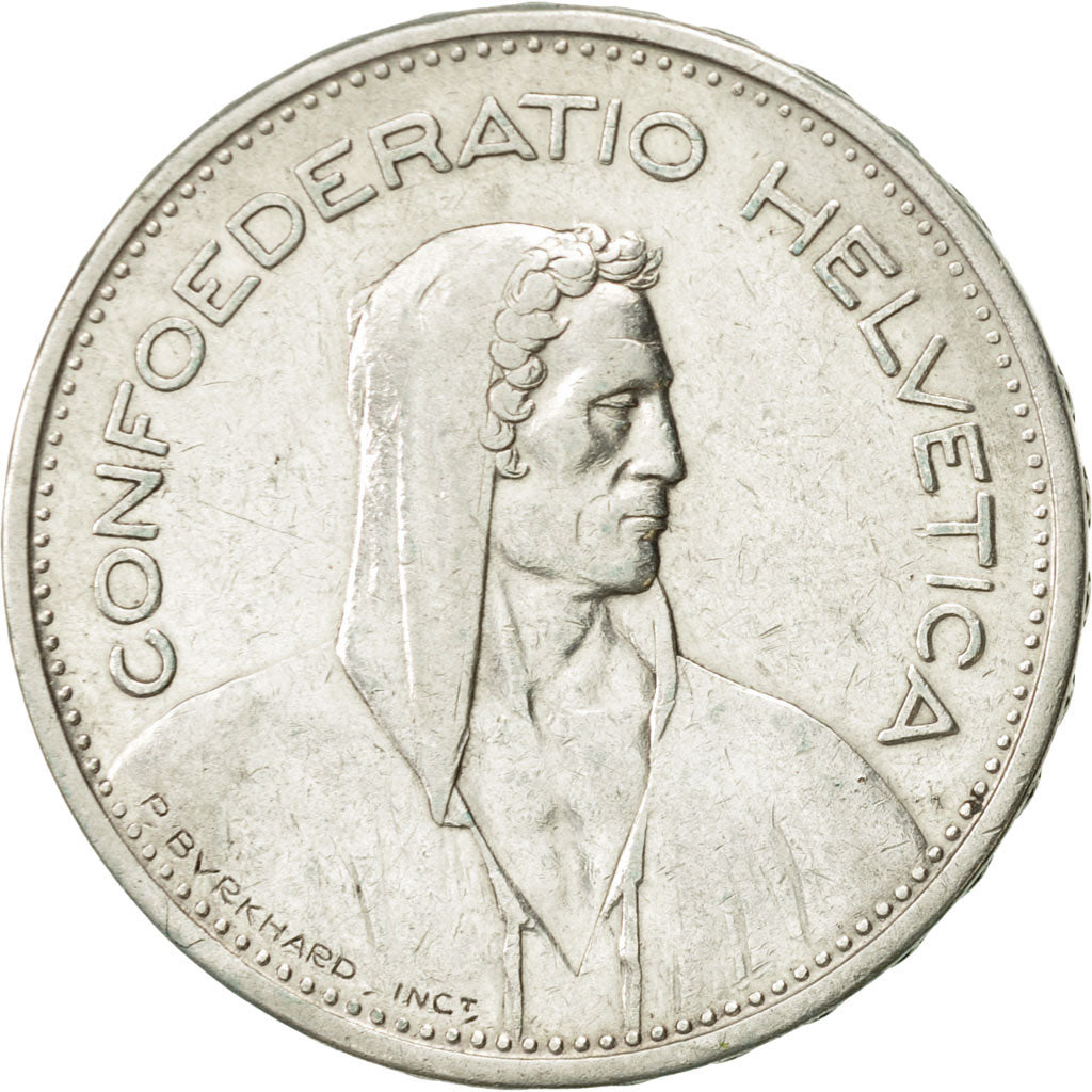Switzerland, 5 Francs, 1937, Bern, AU(50-53), Silver, KM:40