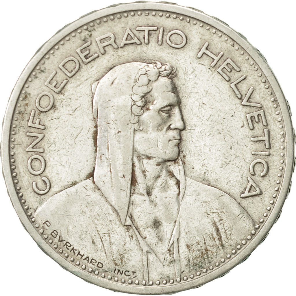 Coin, Switzerland, 5 Francs, 1933, Bern, AU(50-53), Silver, KM:40