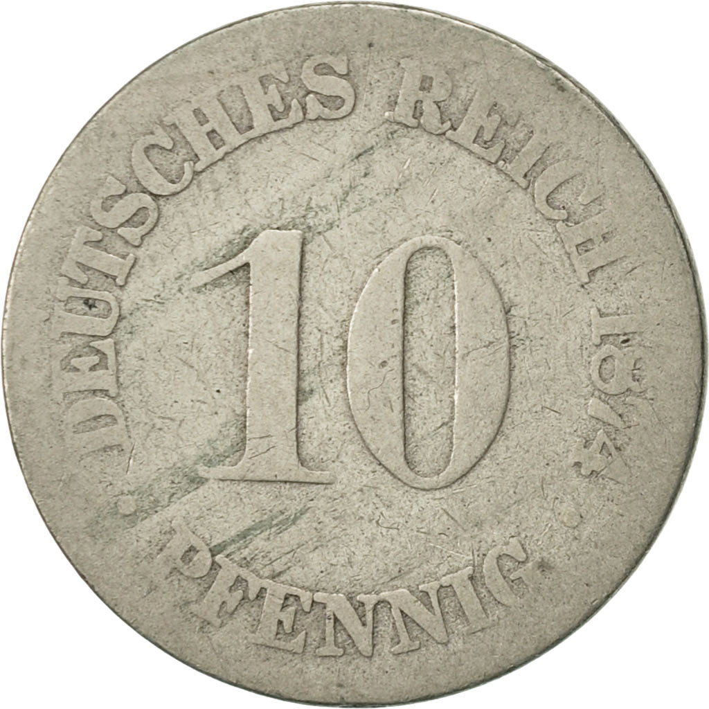Coin, GERMANY - EMPIRE, Wilhelm I, 10 Pfennig, 1874, VF(20-25), Copper-nickel