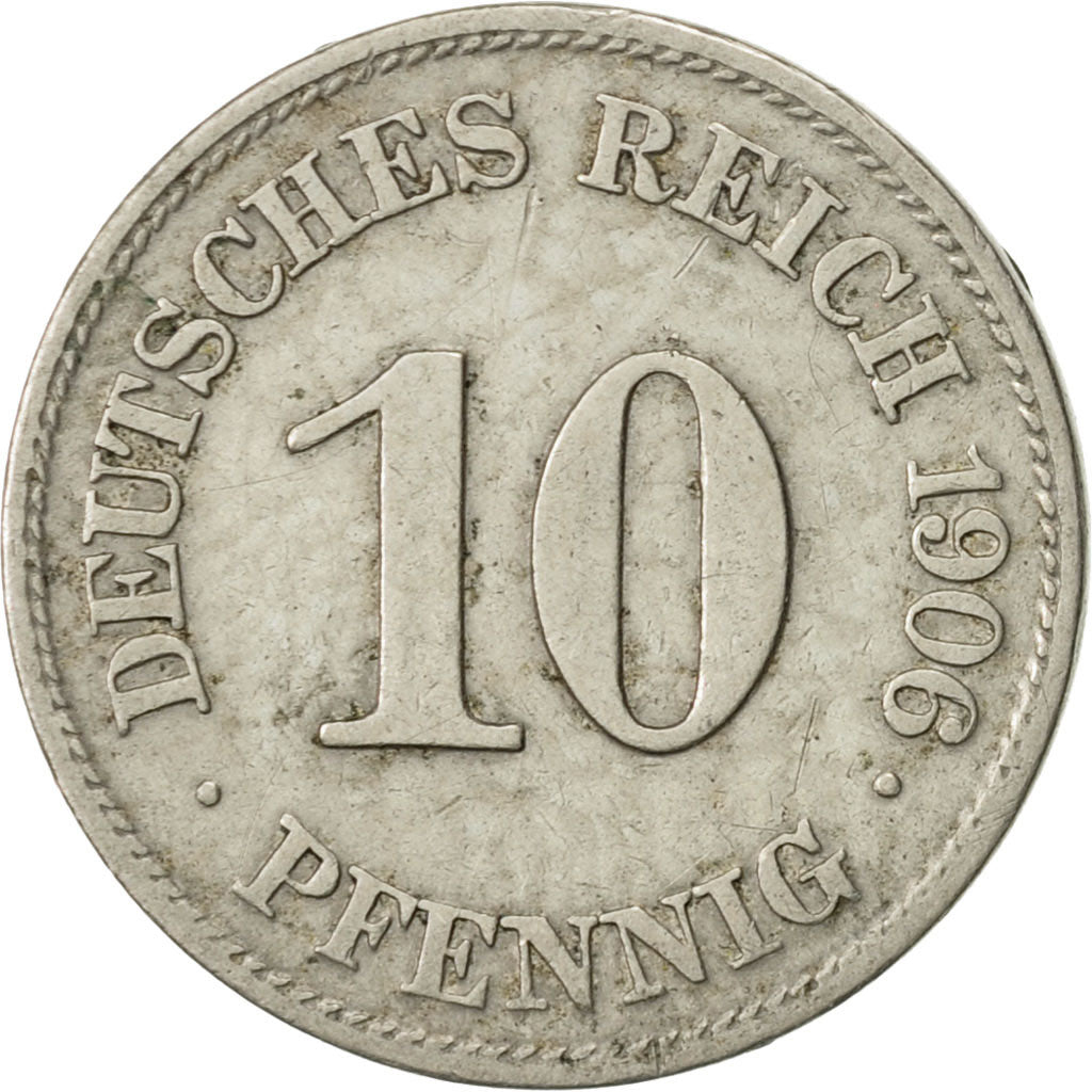 Coin, GERMANY - EMPIRE, Wilhelm II, 10 Pfennig, 1906, Muldenhütten, EF(40-45)