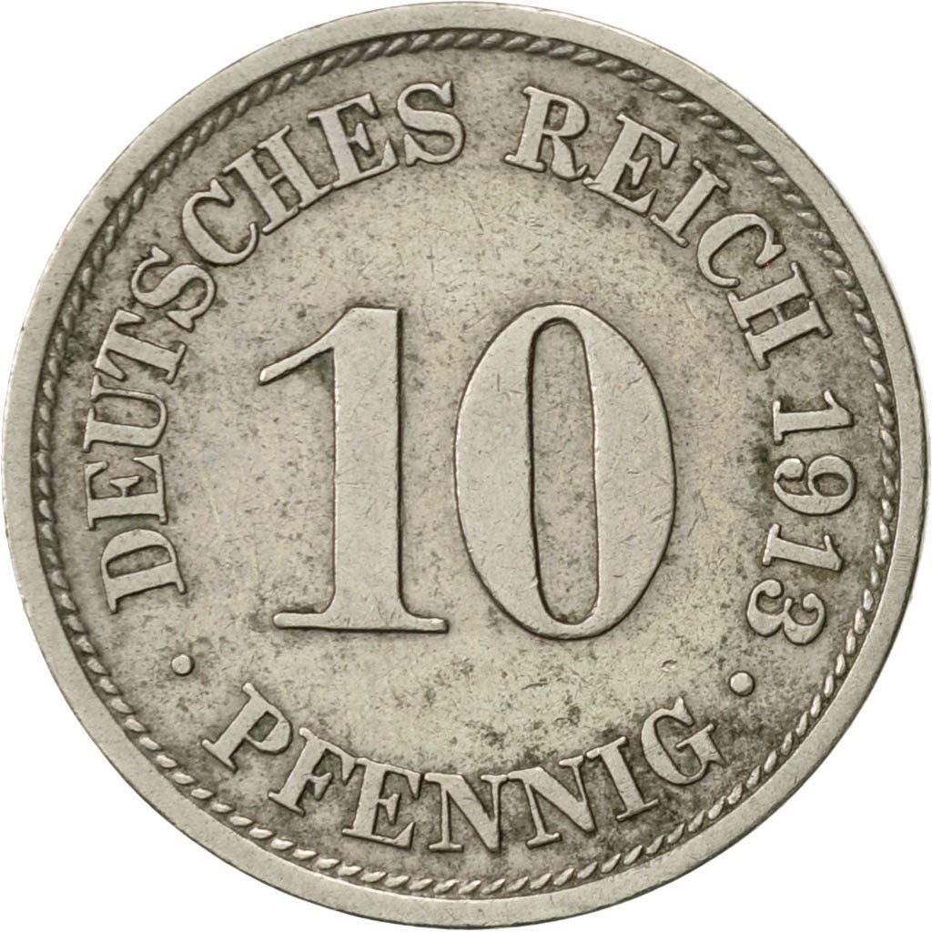 Coin, GERMANY - EMPIRE, Wilhelm II, 10 Pfennig, 1913, Stuttgart, EF(40-45)