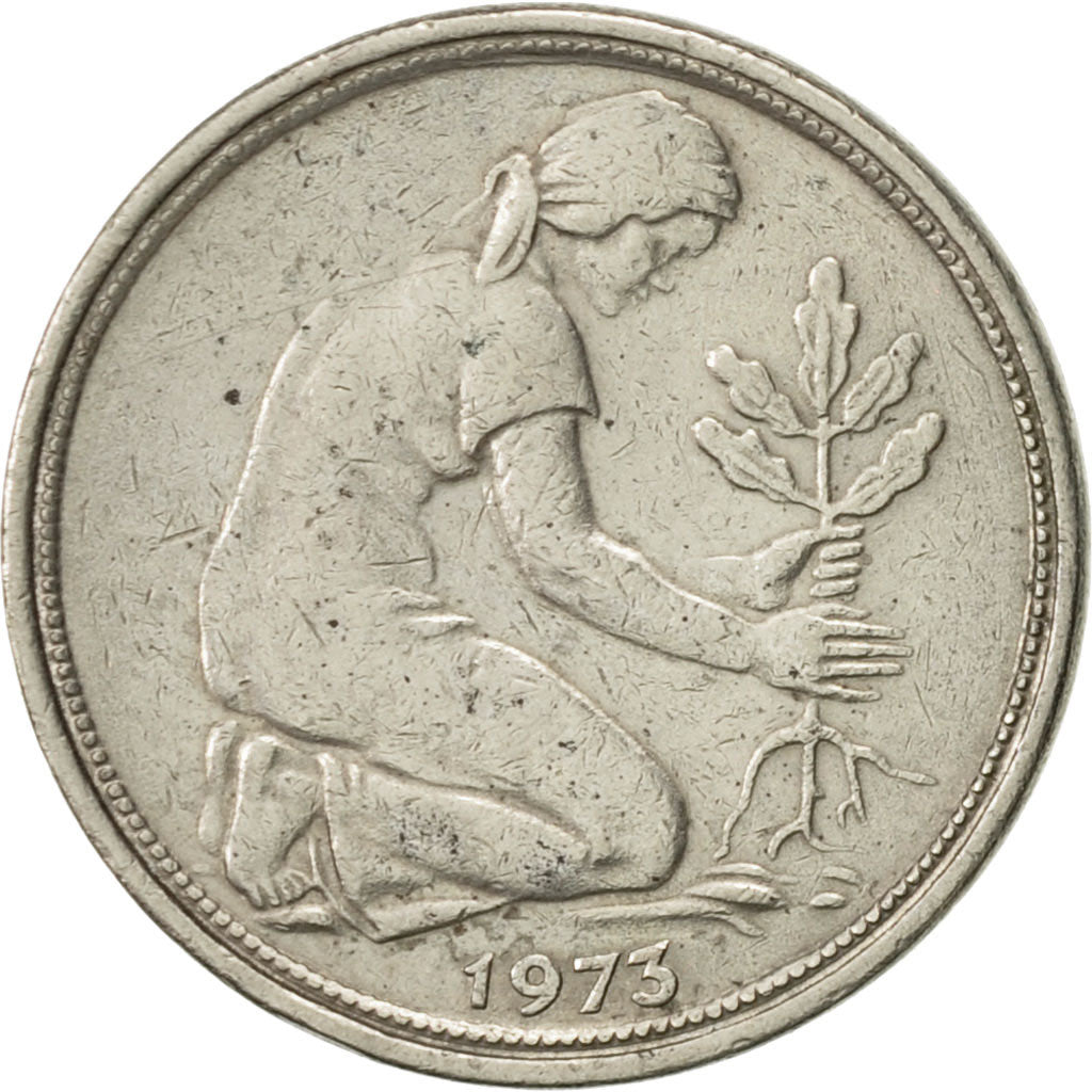 Moneta, GERMANIA - REPUBBLICA FEDERALE, 50 Pfennig, 1973, Stuttgart, SPL-