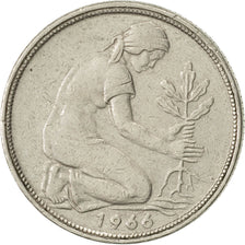 GERMANY - FEDERAL REPUBLIC, 50 Pfennig, 1966, Stuttgart, AU(55-58)